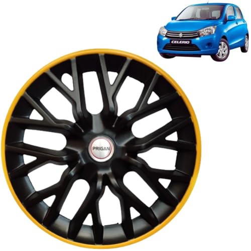 Image of Prigan CELERIO LXI Black Yellow Wheel Cover 13 inch for CELERIO LXI (Set of 4 Pcs) (Press Fitting) Model- Gtline-BY-13