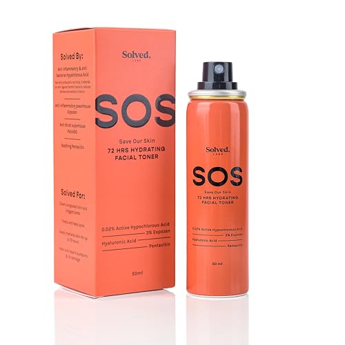 Image of Solved Labs SOS Hypochlorous Acid Spray Restorative Facial Toner | Anti-Acne, Hydrating & Restorative | Antibacterial & Anti-inflammatory | Gentle Skincare for Sensitive, Irritated, or Acne-Prone Skin | 50ml (RED)