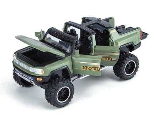 Image of Alokik Enterprise 1:24 Scale Hvmmer Off Road Convertible Die-Cast Model Metal Pull-Back Car with Sound & Light and 4 Opening Doors Kids' Best Toy Vehicle Gift【Green】
