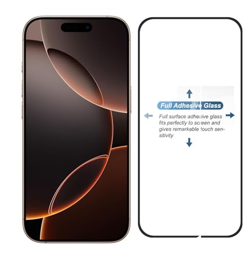 Image of DD SON Tempered Glass Screen Protector Compatible for iPhone 16 Pro Smartphone (6.3 Inches) HD Glass with Edge to Edge Coverage and Easy Installation kit,Black