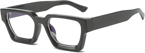 JOVAKIT Gafas de luz azul cuadradas de moda para hombres y mujeres, estilo de diseñador simple, gafas de computadora con marco grueso, antifatiga