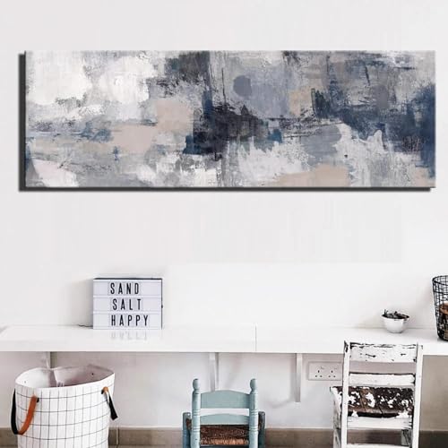 Peinture sur toile paysage 70x210 cm grand format abstrait salon