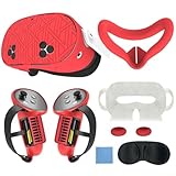 Silikon-Schutzhüllen-Set für Meta 3S, 7-in-1-VR-Headset-Zubehör mit Anti-Auslauf-Nasenpolster, Controller-Griffen und Objektivdeckel (rot)
