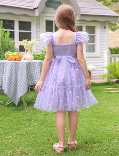 AWIBMK Flower Girls Flutter Sleeve 3D Butterfly Sparkly Tulle Dress Kids Party Prom Bridesmaid Wedding Guest Dresses4