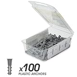 Qualihome Drywall Anchors Premium Quality Ribbed Lightweight Plastic Anchors for Hollow Walls – Wall Hanging Anchor Kit for Pictures, Artwork & Light Duty Anchoring Application (#6-8 x 7/8")