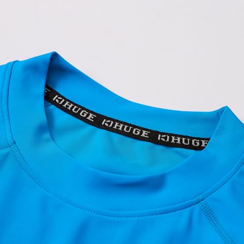 Men's Short Sleeve UPF 50+ Baselayer Skins Performance Fit Compression Rash Guard Logo Blue M - Thumbnail 6