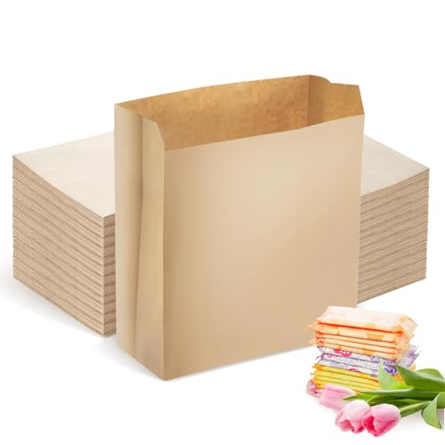500 Pcs Waxed Sanitary Napkin Disposal Bags - Feminine Hygiene Liner Paper Bags 7.5'' x 10'' x 3.5'' Wax Lined for Bathroom, Commercial, Personal Restroom, Janitorial Dispenser