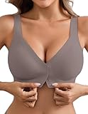 Avidlove Jelly Bras for Women Seamless Front Closure Bra Comfort Wireless Bralettes V Neck Full Coverage T Shirt Bra Grey XL