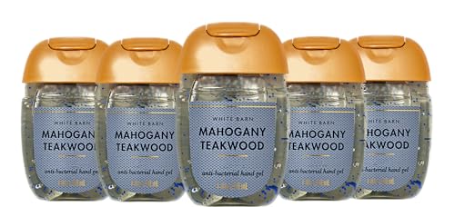 Bath and Body Mahogany Teakwood for Men Hand Sanitizer - Rich Mahogany + Dark Oak + Frosted Lavender - Set of 5 Mini Travel Size (1 oz) Men's Pocket Hand Sanitizers image 2