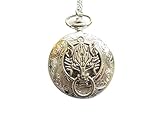 Ancient Silver Wolf Head Pocket Watch Necklace Antique Jewelry