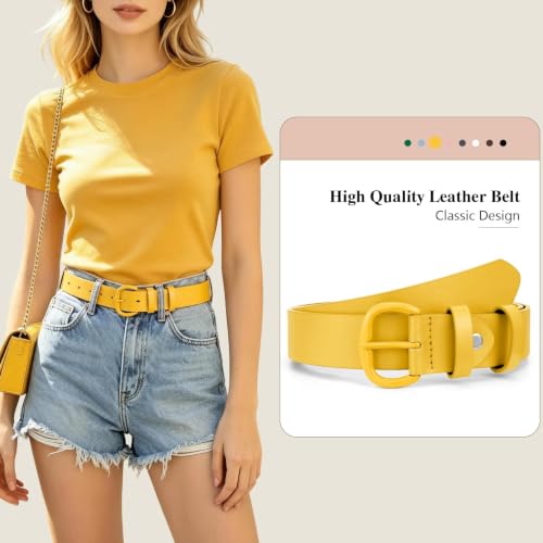 Image of WHIPPY Women Leather Belt for Jeans Pants Dresses Black Ladies Waist Belt with Pin Buckle