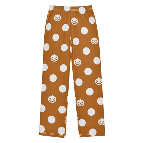 Boys' Pants Pumpkin Halloween White Dots Orange Long Bottoms Jogger Pants Elastic Waist Trousers with Pockets S-XL