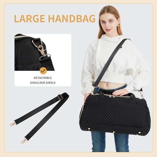 Travel Duffel Carry On Oversized Travel Duffel With Shoe Pouch Gym Weekend Bag (BLACK)3