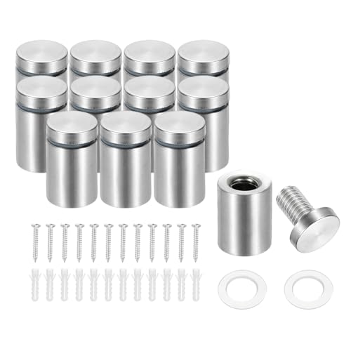 Image of PATIKIL 3 /4 inch x 1.2 inch Standoff Screws, 12 Pack Stainless Steel Wall Mount Sign Standoffs Mounting Hardware Advertising Nail for Hanging Acrylic Picture Frame, Silver