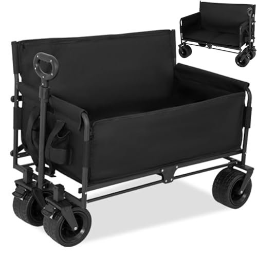 Carro plegable con banco, capacidad de 500 libras, carrito utilitario todo terreno para camping, playa, jardín, deportes, almacenamiento de 180 L, ideal para aventuras y actividades al aire libre
