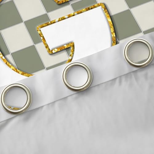 Image of Erosebridal Sage Green Checkered Blackout Curtains for Bedroom Living Room Plaid Initial G Window Curtains 2 Panels 42 inch Wx90 L Personalized Monogram Drapes,Grids Gingham Window Treatments