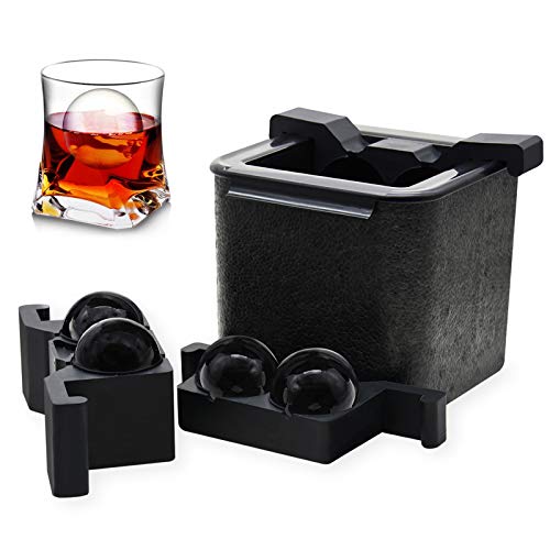 Bangp Transparente Eiskugelform, kristallklare Eiskugelform, klare Eiswürfelbereiter, Premium-Whiskey-Eisform - bereiten Sie 4 große 6.1 cm klare Eiskugeln auf einmal vor, Cocktail, Bourbon Cover