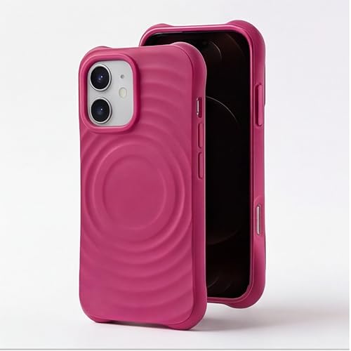 Image of amazon basics Shockproof Case for iPhone 12 | Ripple Pattern | Camera Protection | Protective Cover with Enhanced Grip & Wireless Charging Support - Maroon Red