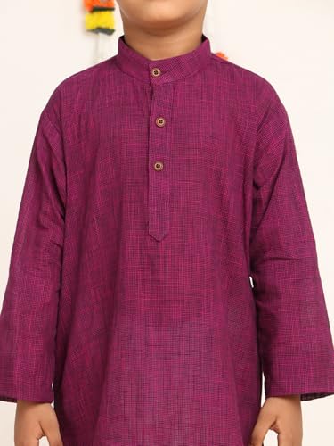 Image of BABA AND BABY Boy's Cotton Kurta Pyjama Set
