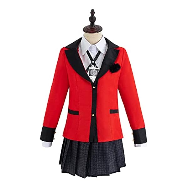 Anime Womens Yumeko Jabami Cosplay Kostuum Outfit Kakegurui Japanse School Meisje JK Uniform Jurk Volledige Set Halloween Party Dress Up Pakken met Pruik