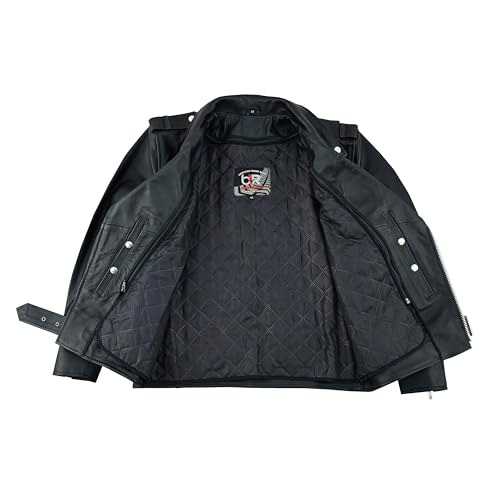 Men's Motorcycle Brando Leather Jacket 100% Cowhide Distressed Zip Up Leather Side Lacing Motorbike Jackets4