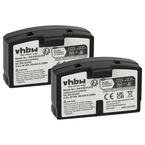 vhbw 2X Batteries Remplacement pour Sennheiser BA151, BA150, BA152 pour Casque Audio, écouteurs sans Fil (60mAh, 2,4V, NiMH)