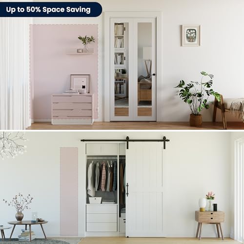 Image of Bifold Doors 36 x 80, Bifold Mirror Closet Doors with Hardware Kit