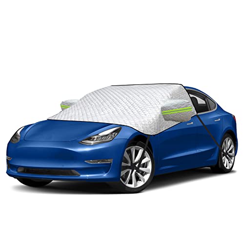 Image of EcoNour Windshield Snow Cover for Tesla Model 3 /S /Y /X | 4 Layered PEVA Protection from Snow, Ice & Frost | Windproof Snow Cover with Easy Lock-in Design | Windshield Cover for All Weather Protection