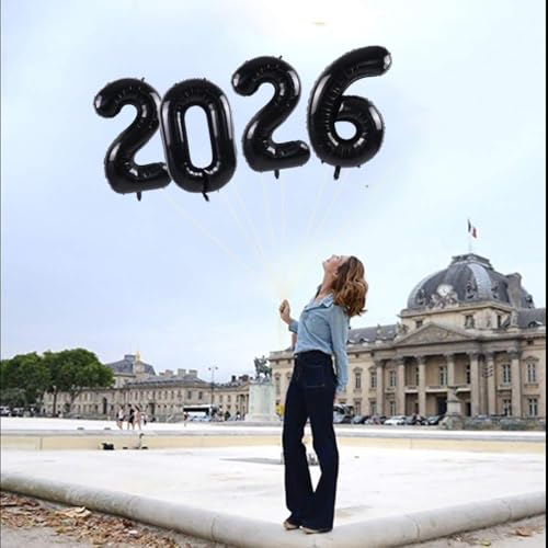 Image of TONIFUL 2026 Graduation Balloons 42Inch Black 2026 Number Balloons Aluminum Foil Mylar Balloons for Graduation New Year Eve Decorations Class of 2026 Christmas Anniversary 2026 Grad Party Supplies