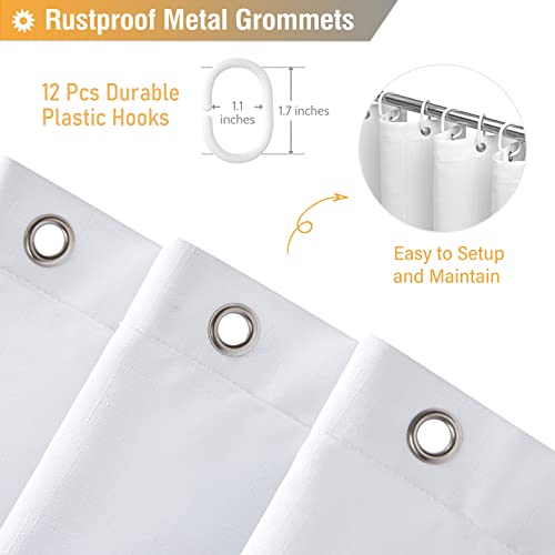 BTTN Sage Green Ombre Shower Curtain Set - Heavy Duty Water Repellent Fabric with Hooks, 72x72