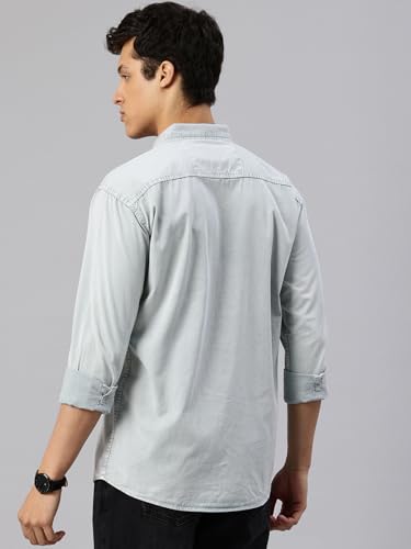 Image of Majestic Man Men's Washed Cotton Twill Casual Shirt - Comfort | Pure Cotton | Slim Fit | Full Sleeve | Casual Wear