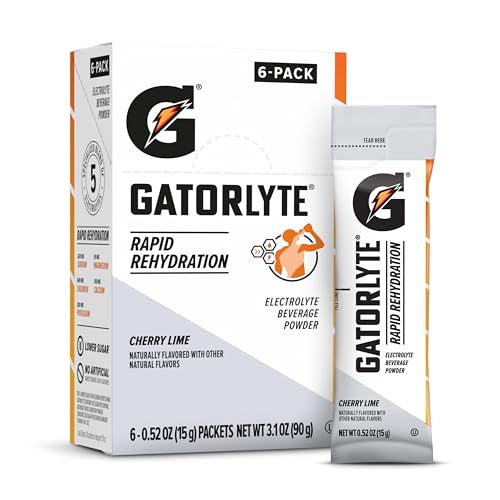 Gatorlyte Powder Cherry Lime, makes 16.9oz serving, net weight 3.1 oz (Pack of 6)