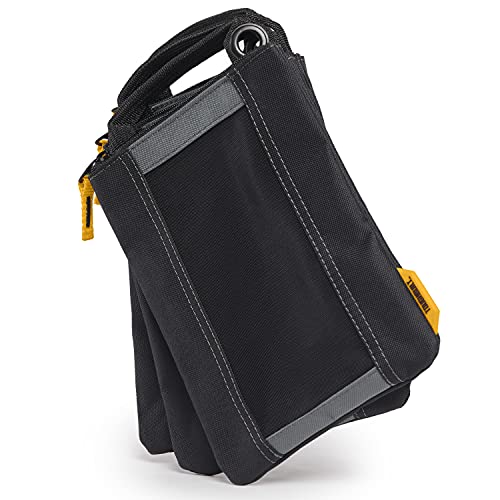 ToughBuilt – 3 Piece Fastener Bags, Medium Heavy-Duty 1680D Ballistic Fabric Storage Pouches with Reinforced Handles & Industrial Zippers, Jobsite Bags for Hardware & Accessories (TB-94-M-3)