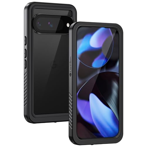 Lanhiem for Pixel 9 Case, IP68 Waterproof Dustproof Case with Built-in Screen Protector, Rugged Full Body Shockproof Protective Clear Cover for Google Pixel 9 6.3 Inch, Black