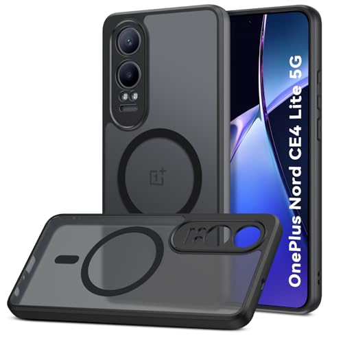 Image of BENTOBEN Hybrid Translucent Matte Back Cover Case for OnePlus Nord CE4 Lite 5G, Full Body Camera Protection, Wireless Charging Compatible, Armor Shockproof Bumper Case for OnePlus Nord CE4 Lite, Black