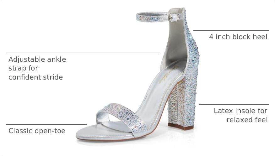 Image of GENSHUO Women's 4-inch Chunky High Heel Sandals with Ankle Strap,Party Wedding Bridal Shoes