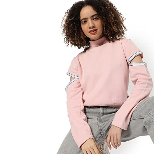 Image of Campus Sutra Women's Cotton High Neck Sweatshirt