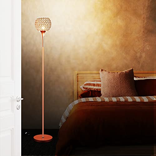 Bodkar Crystal Floor Lamp Rose Gold, Remote Control Modern Standing Lamp For Living Room, Bedroom (With Bulb) #TOP6