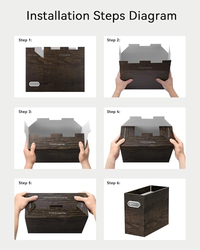 Oterri Cardboard File Organizer Box for Hanging File Folders Letter Size,File Box for Computer Desk,File Cabinet,Working Home,Office,Classroom (Brown Wood Grain Print, Letter Size - 2 Packs)