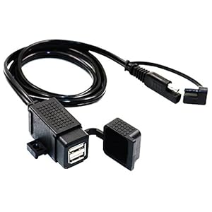 MOTOPOWER MP0609C-UK Waterdichte motorfietsoplaadkit 3,1 A, twee USB-poorten, SAE-naar-USB-adapterkabel, voor telefoon…