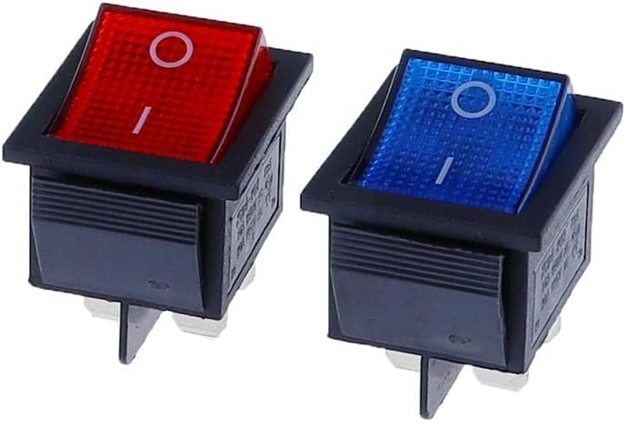 Power switch, Rocker Switch, KCD4 Latching ON OFF 2 Pos IO 4 Pin Light 16A 250VAC 20A 125VAC Multicolor(Gold)