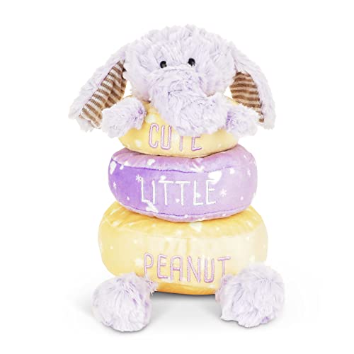 DEMDACO Cute Little Peanut Elephant 9 Inch Purple Stackable Rings Plush Stuffed Animal