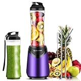 La Reveuse Smoothie Blender Personal Size 300 Watts with 2 Pieces 18 oz BPA-free Travel Sports Bottles,Purple