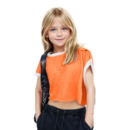 4-14T Baby Girls T-Shirt Tops Fashion Wrinkles Back Hollow Short Sleeves O-Neck Soft Comfy Tees Oversized Shirts2