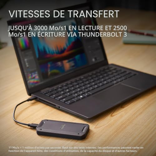 SanDisk Professional 1 To PRO-G40 SSD, Disque SSD portable, jusqu'à 2700 Mo/s, Thunderbolt 3 (40Gbps), USB-C (10Gbps), Ultra-robuste IP68, pour la résistance à l'eau et à la poussière