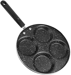 Non-Stick Frying Pan with 4 Hole, Egg Cooker Pan Aluminium Breakfast Frying Pans Omelet Pan Burger Steak Pan Multipurpose Pancake Pan with Handle, Gas/Induction Cooker/Electric Ceramic Stove Safe
