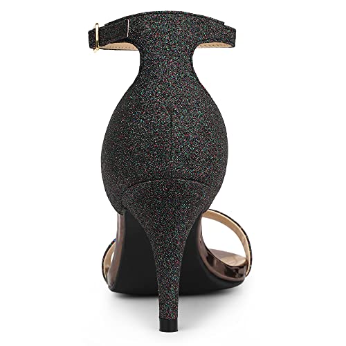 Allegra K Allegra K Women's Glitter Ankle Strap Stiletto Heel Sandals 9 Black