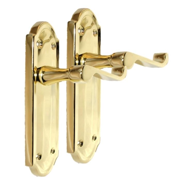 Epsom Door Handle Ashford Brass Internal Latch Door Handle Set, Electro Brass Finish Lever Handles on Backplate (170mm x 48mm) – 1 Pair of Latch Handles — image 1
