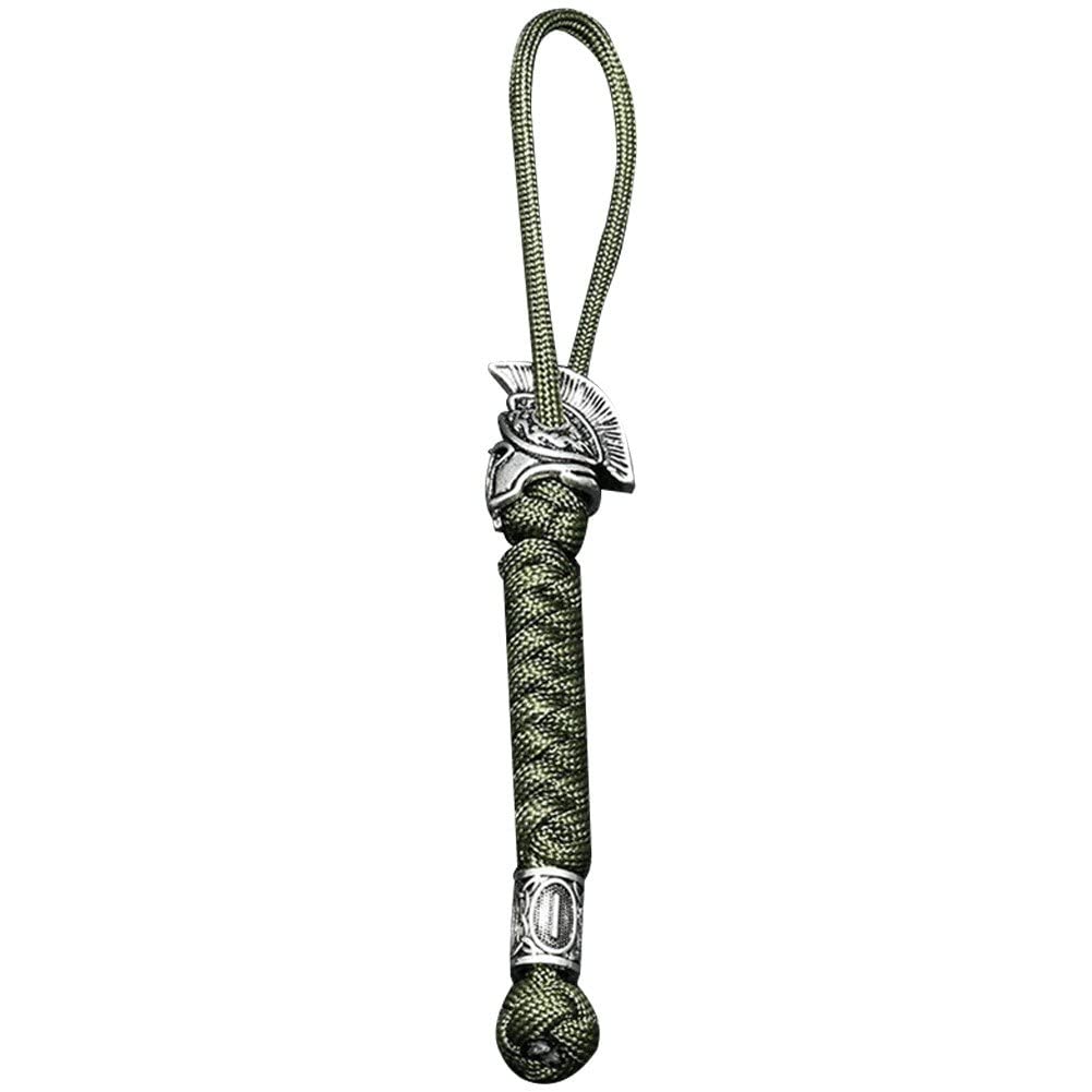 Wudaizhi Army Green Viking Rune Bead Lanyard Keychain Outdoor Survival Paracord Rope Keychain Jewelry Handmade Car Key Knife Keyring