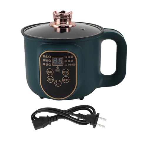 Olla Eléctrica Portátil con Temporizador, 1,8 L, 600W, Multiusos para Cocinar Fideos, Sopa, Bistec, Huevos, Avena, Fácil de Limpiar